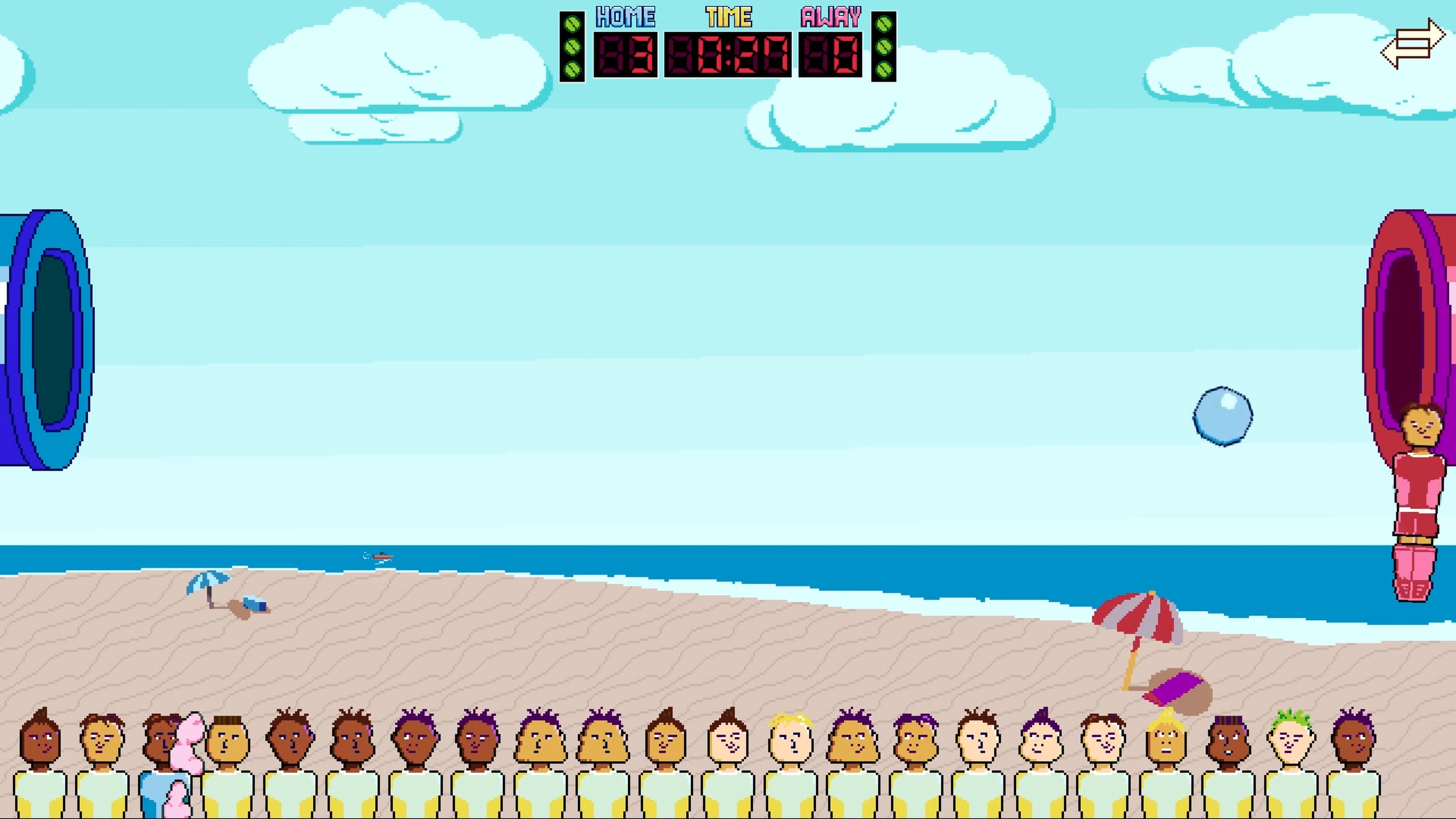 Dudelings: Arcade Sportsball on the Beach arena in Classic Mode<br>